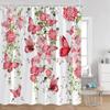Watercolor Flowers Butterfly Shower Curtains Green Leaves Plants Colorful Floral Bathroom Decorations Polyester Fabric Bath Curt