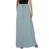 Women Maxi Skirt Adjustable Drawstring High-Waisted Solid Color Long Skirt with Pockets Casual Work Skirt