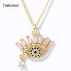 Modische Türkische Glückszirkon Böser Blick Anhänger Halskette 18K Goldfarbe Messing Kette Anhänger Halskette Für Frauen Party Geschenk