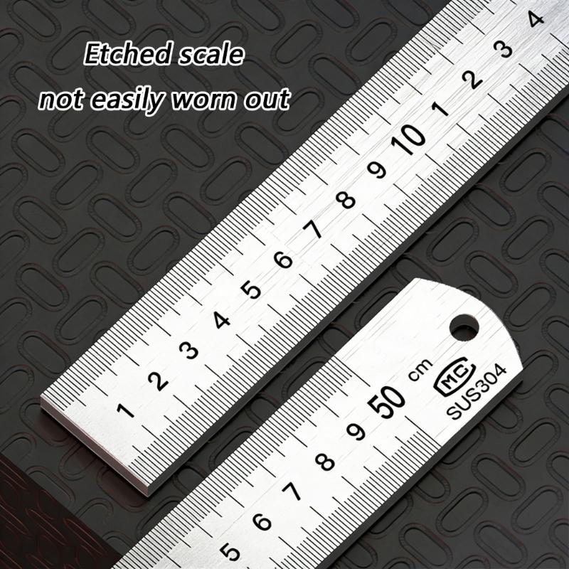 Professional 304 Stainless Steel Measuring Ruler With Lasering Etched Marking For Engineering Accurate Measurements