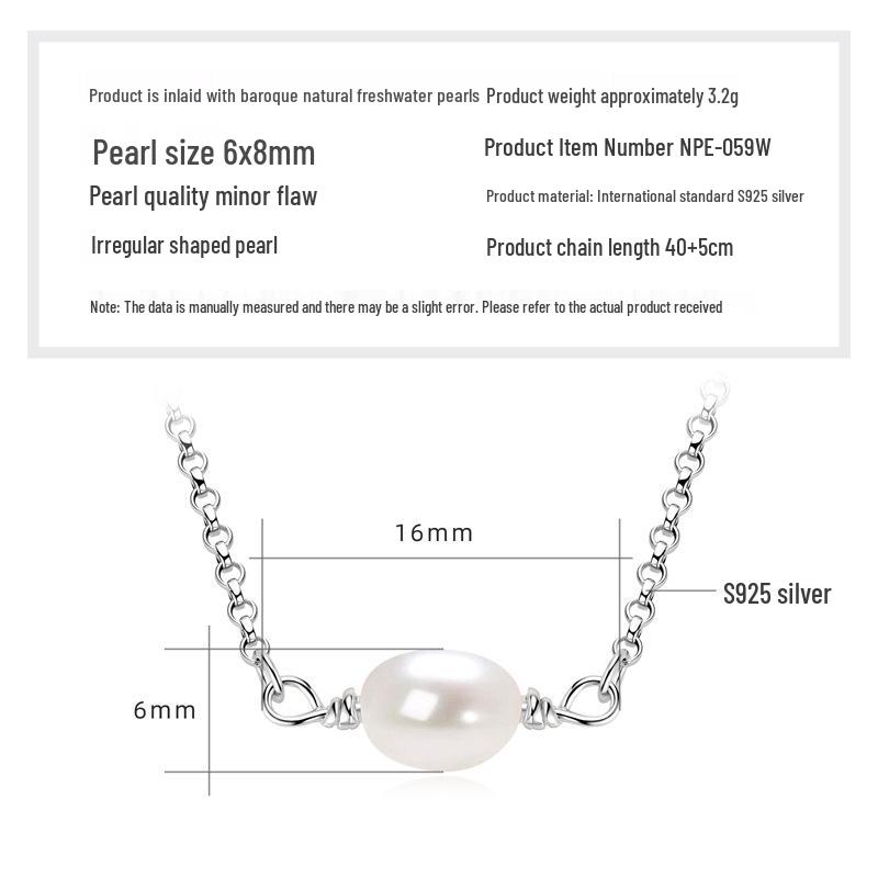 Freshwater Pearl & Diamond-Set Silver Pendant Necklace for Women