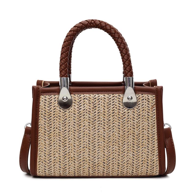 Korean version niche simple woven handbag women's 2025 summer new messenger small square bag high value handbag