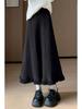 Women's High-Waisted Woolen Tassel Knitted A-Line Midi Skirt for Autumn and Winter
