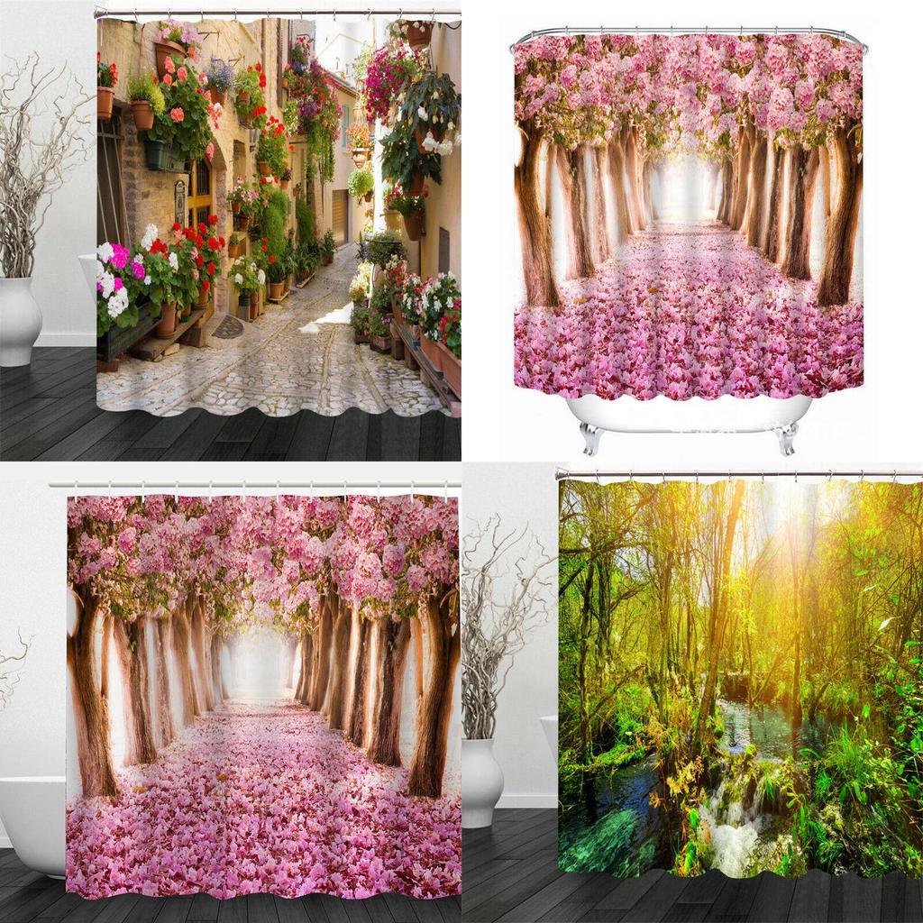 Eye-catching Waterproof Shower Curtain Featuring Unique 3d Floral Patterns For Your Bathroom