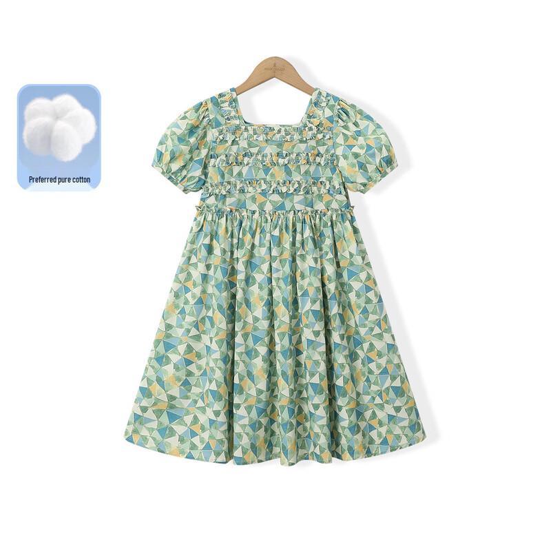 

Montagut Girls French Floral Cotton Square Collar Summer Dress 130