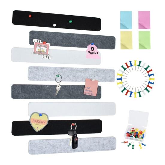 8Pcs Felt Message Strip Self Adhesive DIY Bulletin Board Pin 35 Thumbtacks School Home Wall Decor Stickers
