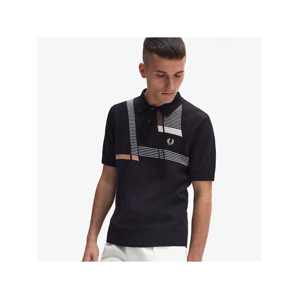 Fred Perry [headquarters Genuine] Fred Perry [reisses] Jacquard Glitch Knit Shirt  102  Afpm2315861 102 qzgAfpm2315861 102