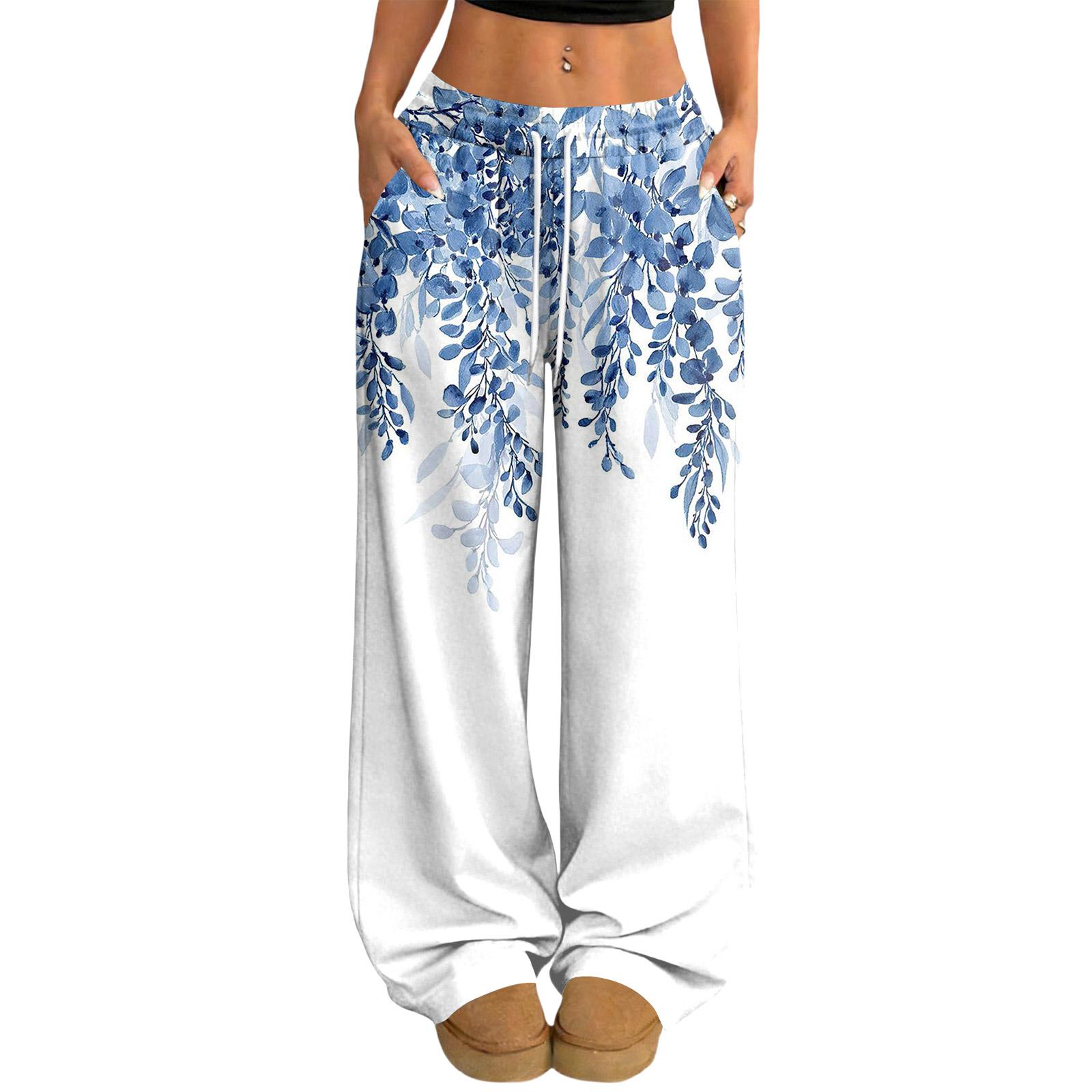 

Women s Casual And Fashionable Elastic Waist Loose Wide Leg Pants S