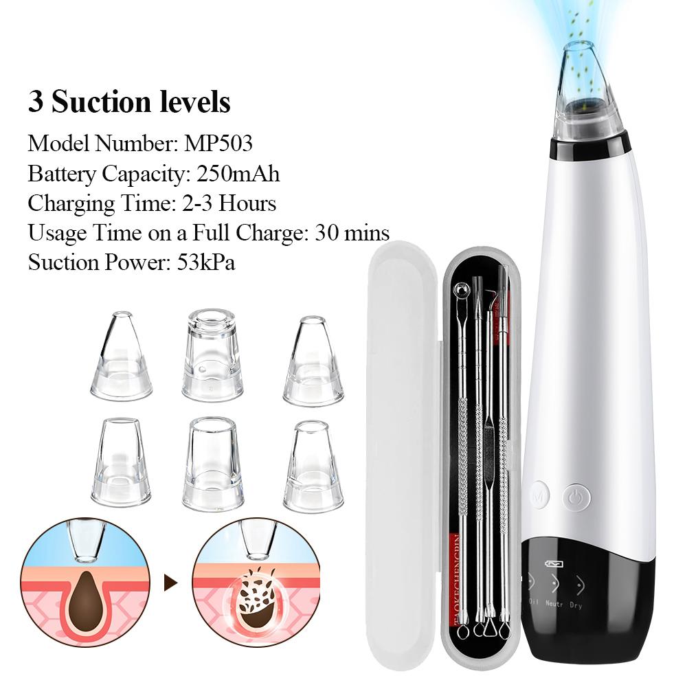 Blackhead Remover Facial Pore Cleaner 3 Suction Power Electric Pimple Acne Extractor Tool  for Face&Nose Black Head Vacuum Kit