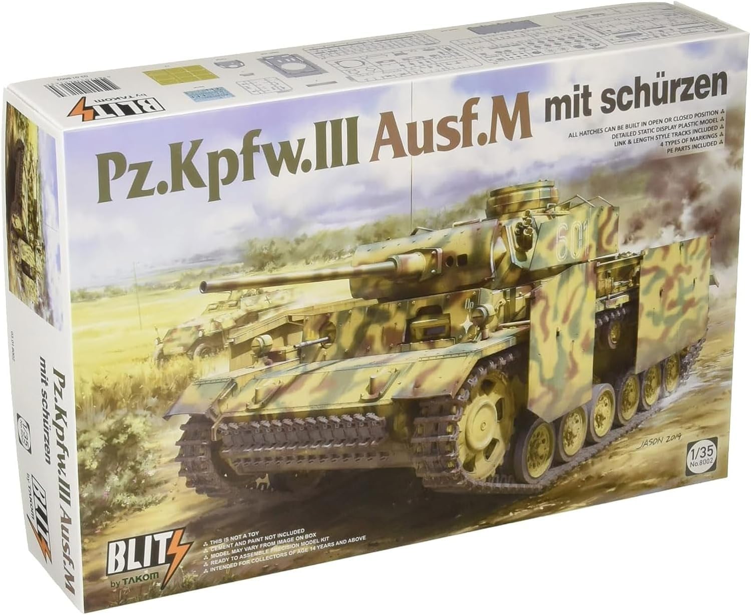 

TAKOM Blitz German Panzer III M Schurzen Plastic Model Kit TKOB8002 1/35 Ausf.