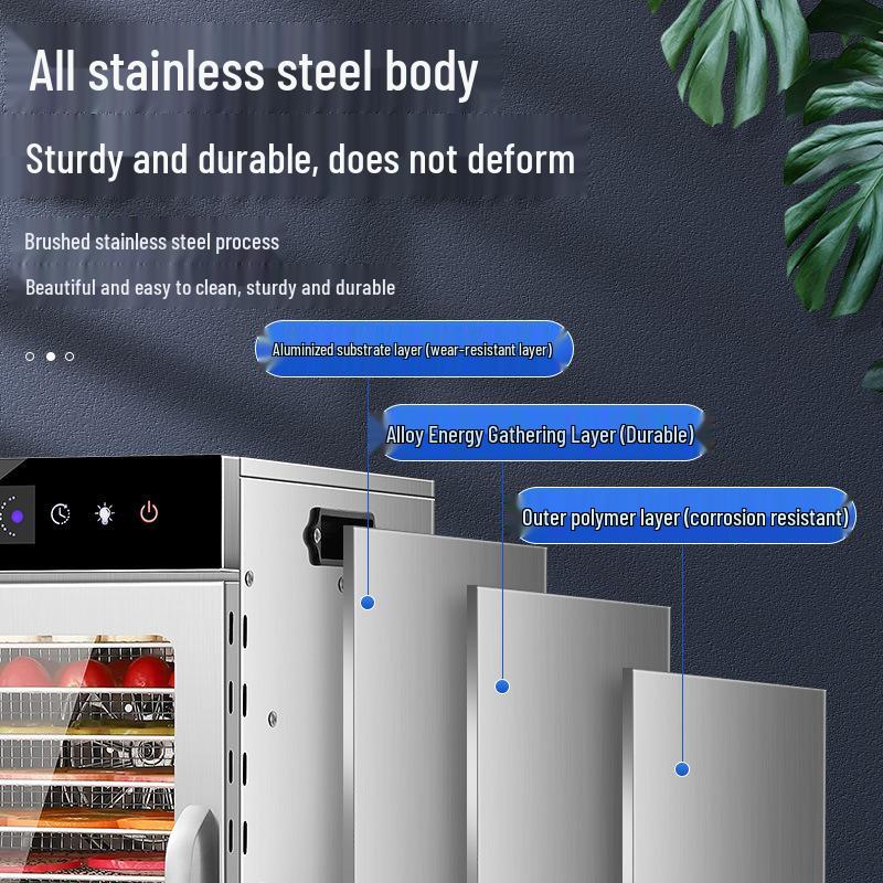 Compact Stainless Steel Food Dehydrator for Snacks, Meat, Fruits, and Vegetables