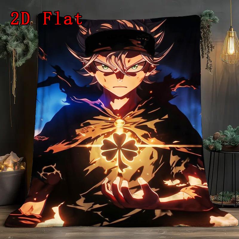 Black Clover 2D Flat Pattern Flannel Blanket High quality All Seasons Warmth and Comfort Perfect for Christmas Gifts.MMT0918511