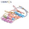 Adjustable Braided Rope Star Bracelet for Women-Colorful Ceramic Charms & Stainless Steel Clasp, Macaron Pastel Cute Jewelry
