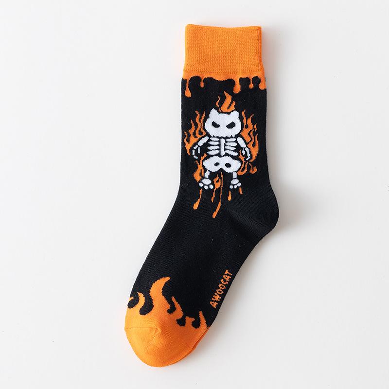 Female Spring and Autumn Street Halloween Skeleton Ghost Festival Cartoon In Tube Socks