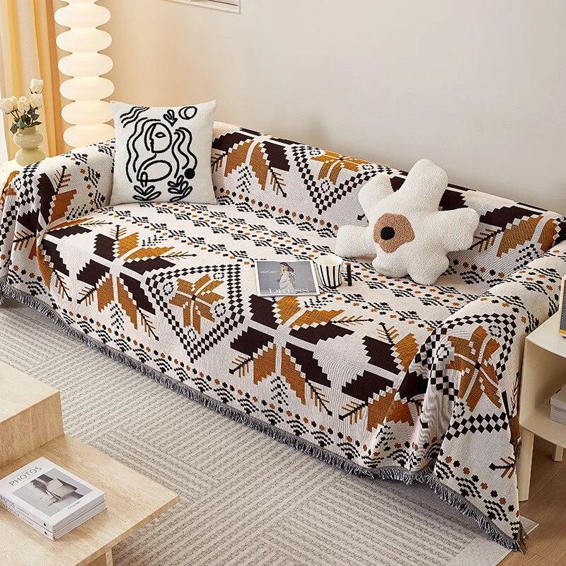 Cute Cartoon Sofa Cover with Tassels Modern Throw Blanket for Bed Couch Outdoor Camping Picnic Mat