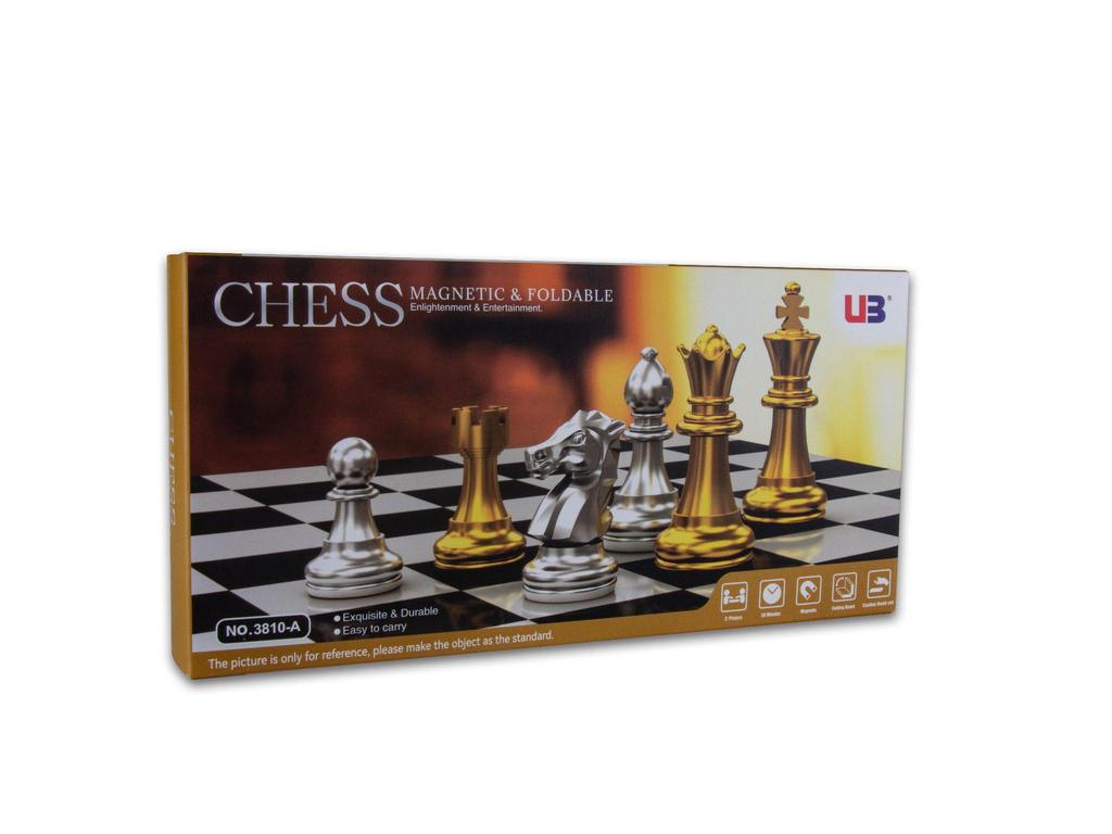 UB Union Magnetic Gold & Silver Folding Chess Set - Plastic Desktop Leisure Toy, Perfect Student Gift