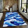 Blue Ocean Wave Print carpet Non-slip rug suitable for living room and bedroom sofas