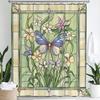 Colorful Butterflies And Flowers Screen Pattern Shower Curtain, Bathroom Decorative Shower Curtain, Home Curtain With Hooks