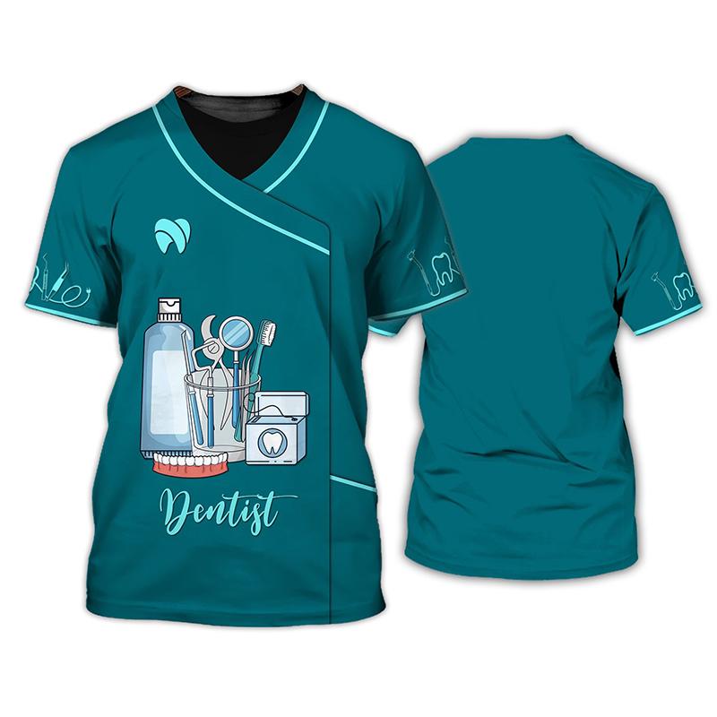 Summer Dentist 3D Print T-shirts Women Men Uniform Streetwear Workwear T Shirt Harajuku Oversized Tops Tees Girl Unisex Clothing