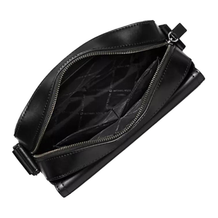 Michael Kors MK Cooper Logo Zip Closure Coated Canvas Camera Bag Men Shoulder Bag Black 37F4LCOM1B-BLACK