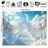 2D Heaven Palace Backdrop White Gold Cloud Stairs Photography Background