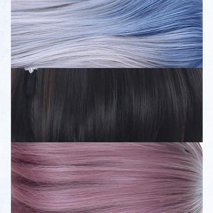 Bybrana Kurzes Damenhaar mit Pony, innere Schnalle, dreifarbiges Kunsthaar, süß und natürlich