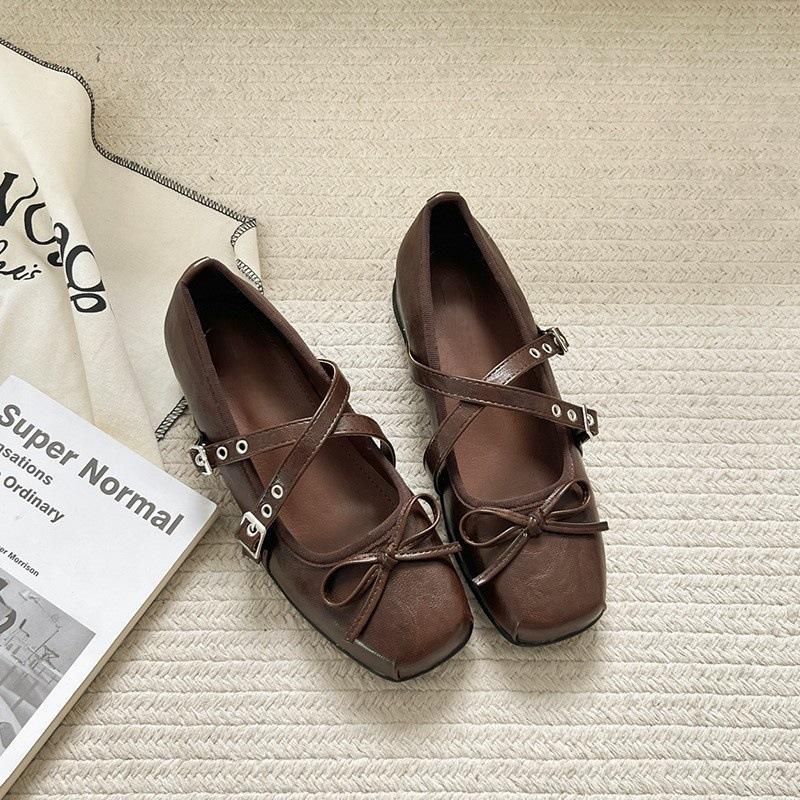 Nischen silberne Schleife Mary Jane Schuhe Herbst flache Ballerinas jk kleine Lederschuhe