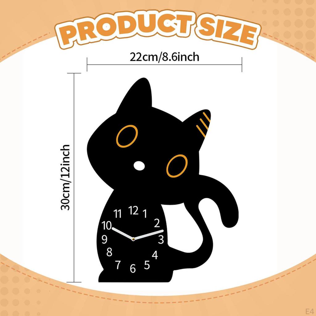 Cat Shape Bedroom Clock Decorative Cartoon Animal Acrylic Silent Modern Art Ornament Suitable
