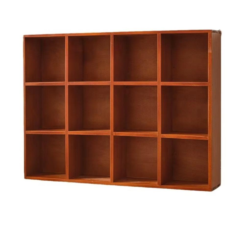 Vintage Style Wood Desktop Organizer Squares Wooden Storage Holder Indoor Display Use