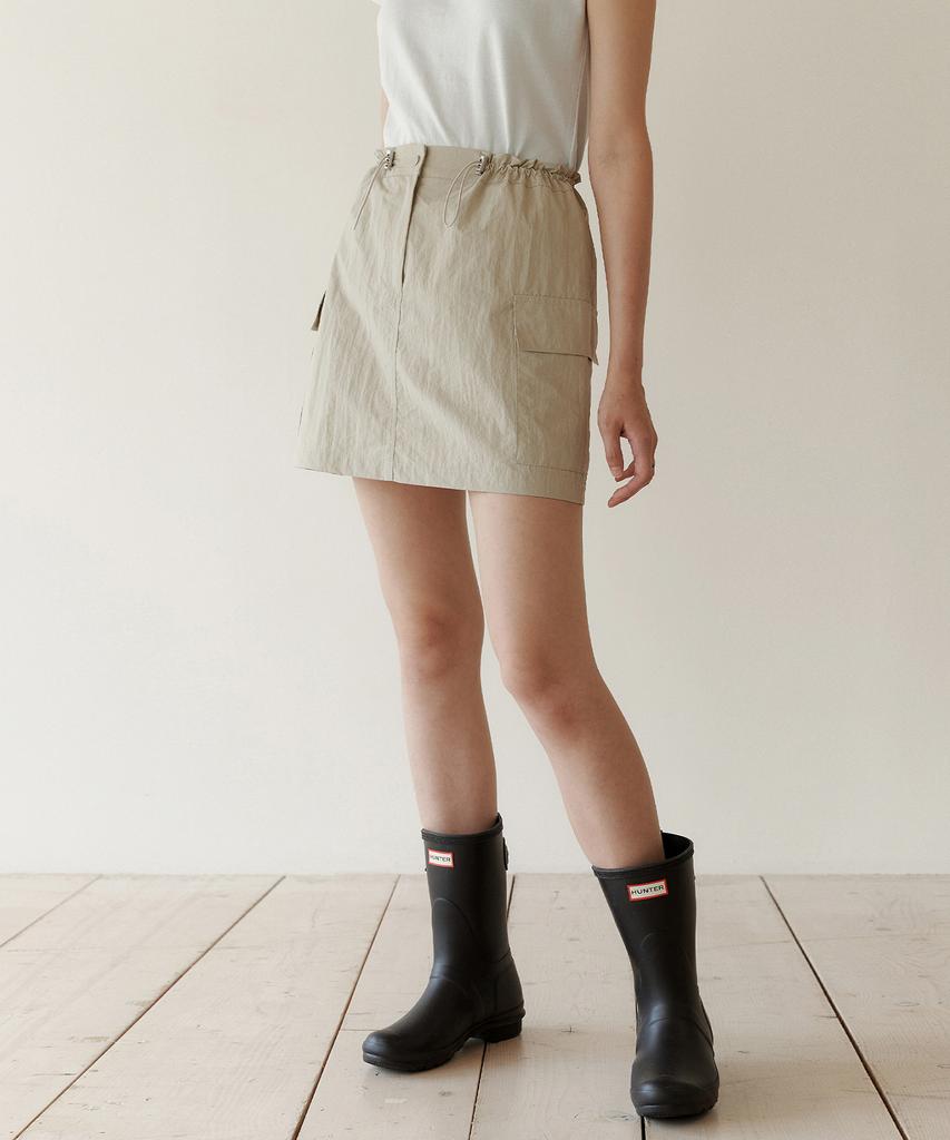 Roeil Nylon Cargo Mini Skirt - Beige