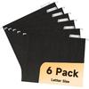 6 Pack Black Hanging File Folders,Letter Size Hanging Colored File Folders-,11 Point Paper Stock,1/5-Cut Adjustable Tabs,Bulk for Filing Cabinet