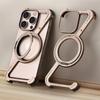 Luxury Metal Magnetic Phone Case for iPhone 17 Air 16 15 Pro Max For Magsafe 360° Rotation Stand Frameless Shockproof Protection Cover