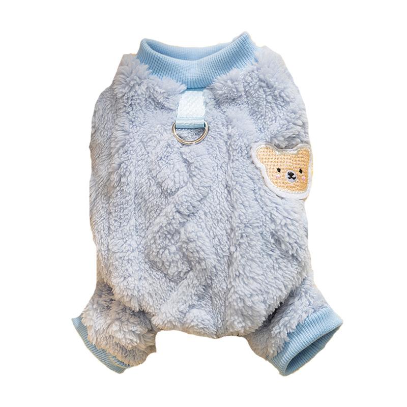 Autumn and Winter Cat Clothes Cute Bear Sleeveless Pullover Into Cat Kitten Anti-hair Loss Four-legged Fleece Pet Clothing