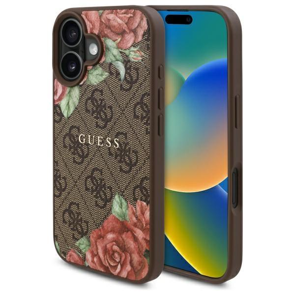 Guess Guhmp16Sp4Ropemcw Iphone 16 6.1   Brązowy/Brown Hardcase 4G Flowers Print Magsafe