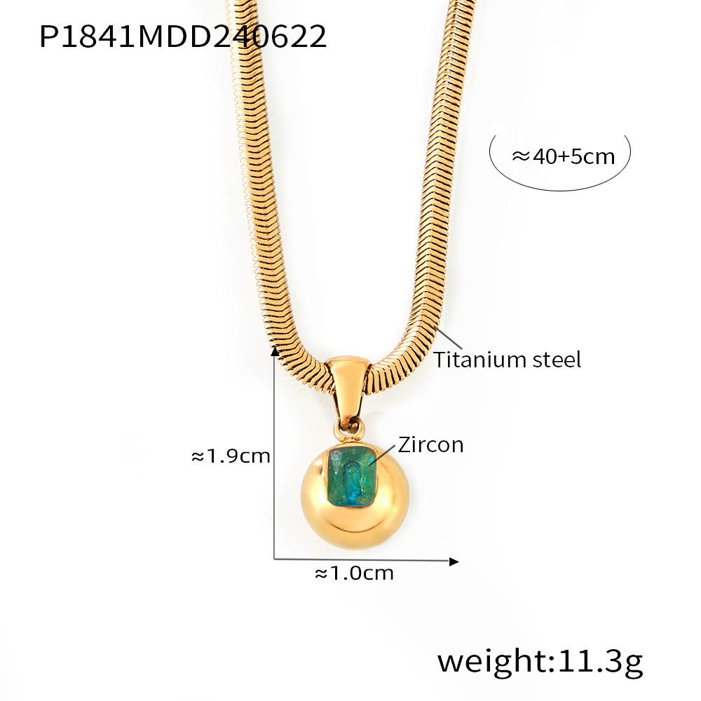 18k Gold-Plated Titanium Steel Geometric Zircon Pendant Necklace - European & American Fashion Style