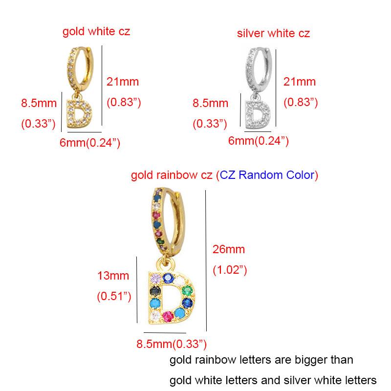 QMHJE Initial A-Z Letters Mini Small Hoop Earrings Women Gold Silver Rainbow Crystal Jewelry Earring Aretes Alphabet ABC
