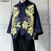 INCERUN Summer Men Lapel Neck 3/4 Sleeve Print Irregular Casual Shirts