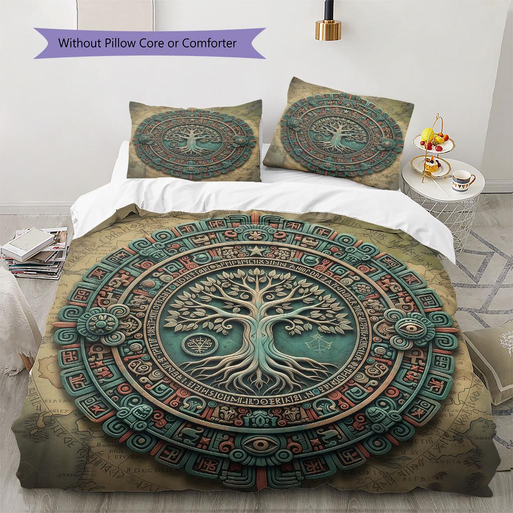 MayanMagicTotems Pattern Bedding Quilt Set Quilt Cover Pillowcase Home Decoration Birthday Gift (1 * Duvet Cover + 2 * Pillowcase, Without Core)