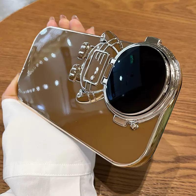 Astronauts Suitable for Apple 15 Mobile Phone Case Cute Astronaut Iphone16 Couple Stand 14promax Electroplating