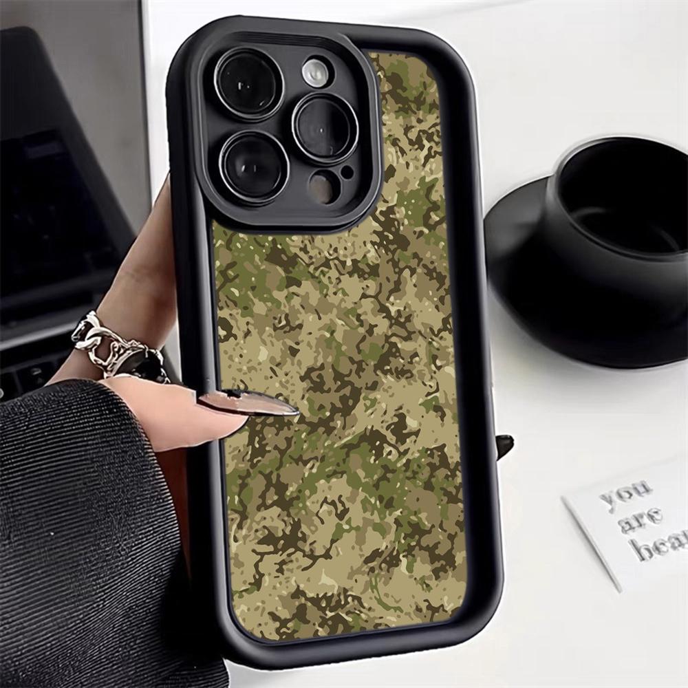 LZ6 Camouflage Camo Design Silicone Phone Case for iPhone 11 13 14 15 16 Pro Max 7 8 16 Plus 12 mini XS Max XR Shockproof Back Cover