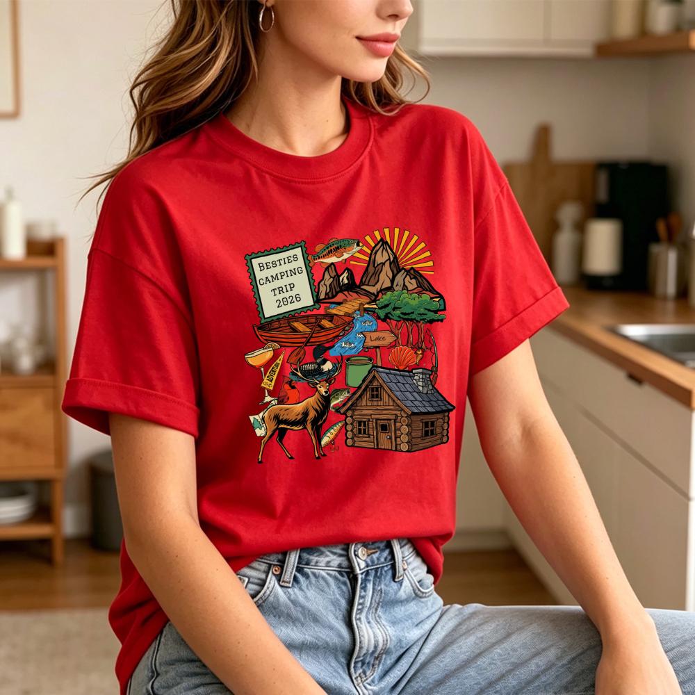 Besties Camping Trip 2026 Tshirt Bff Camping Trip 2026 Gift TShirt Matching Girls Weekend Vacation Casual Tee Unisex Cotton Tops