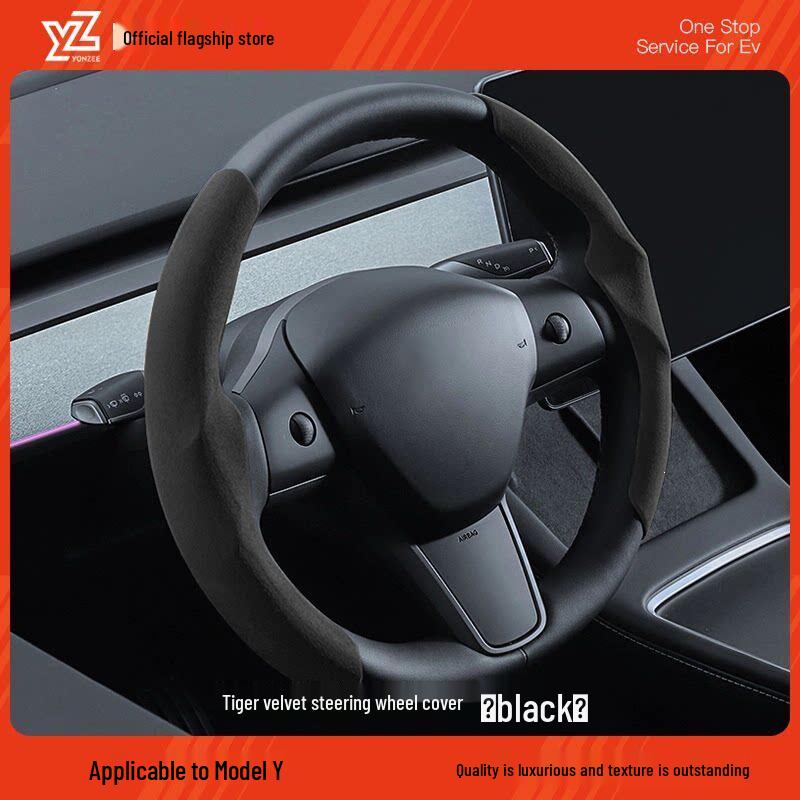 YZ Refresh Version Steering Wheel Cover for Tesla Model 3/Y - Winter White Decoration