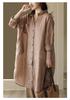 2026 Spring Women's Retro Cotton Linen Dark Pattern Mid-Length Cardigan Shirt