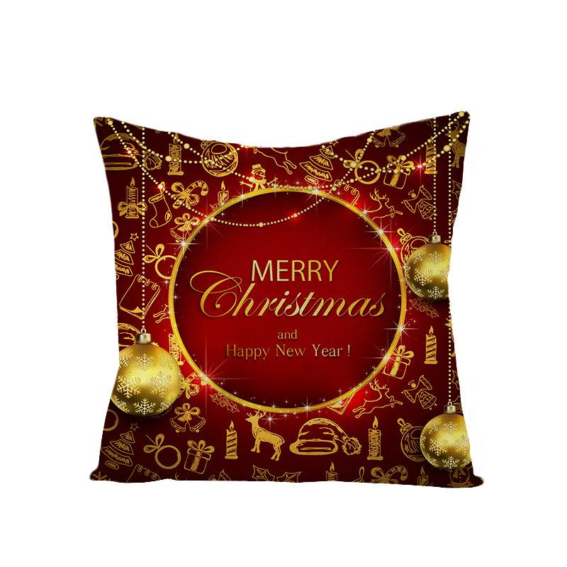 New Christmas Pillow Cover Printed Decorative Cushion Cover Home Sofa Cushion Linen Sofa Back