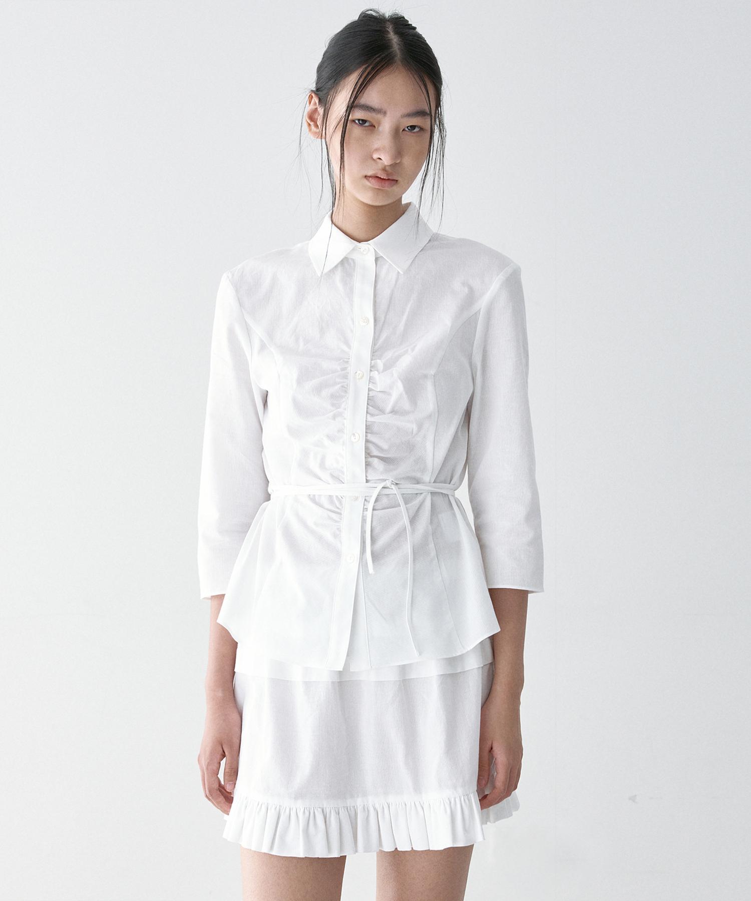 Sio Sheer Cotton Tie Waist Shirt