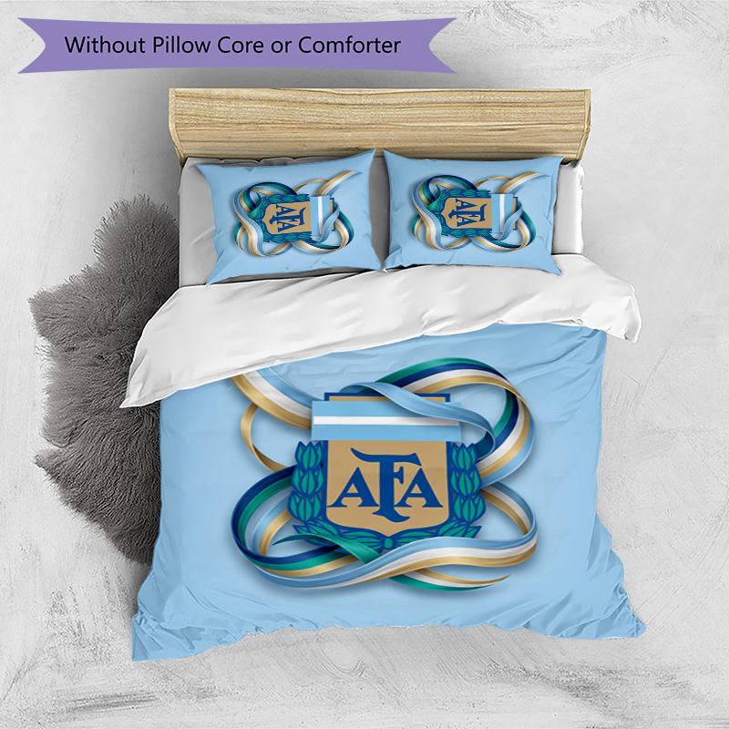 Set Biancheria da Letto Stampata Calcio Argentina 3 Pezzi Copriletto Traspirante Accogliente come Regalo per Inaugurazione Casa o Festa