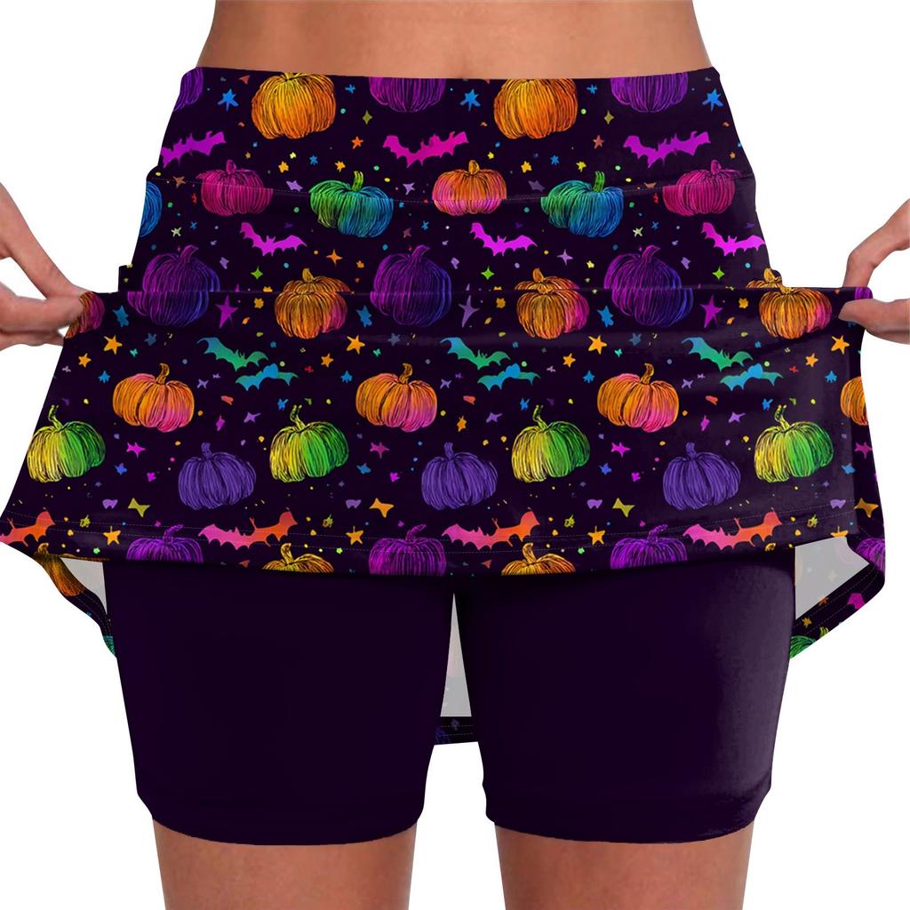 Elastic Yoga Culottes For Women Print Athletic Shorts Lightweight High Waist Skinny Joggers