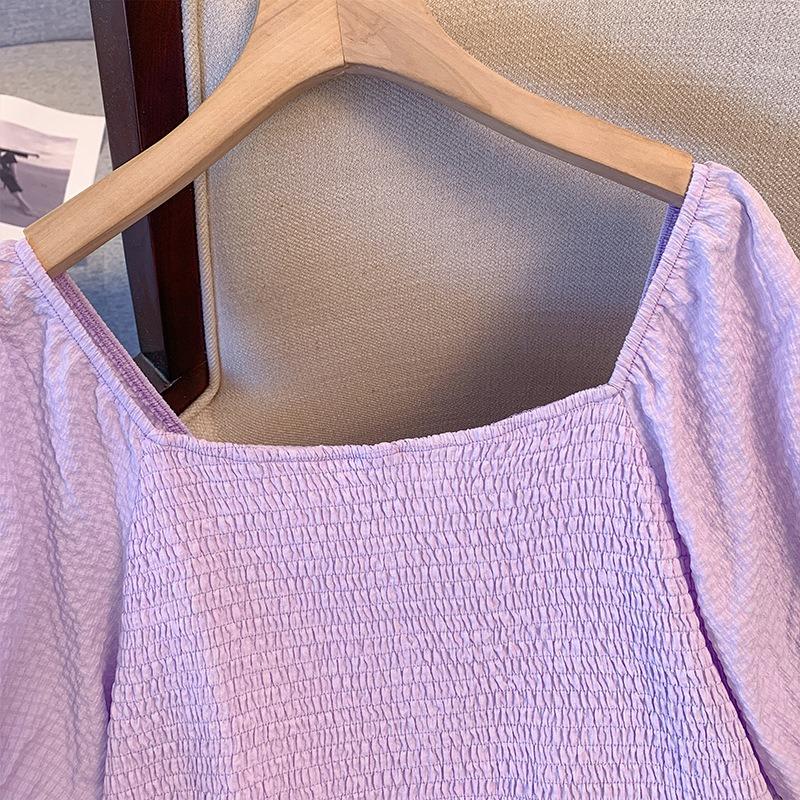 Robe d'été à manches courtes pour femme, grande taille, fine, couleur unie, simple et tendance