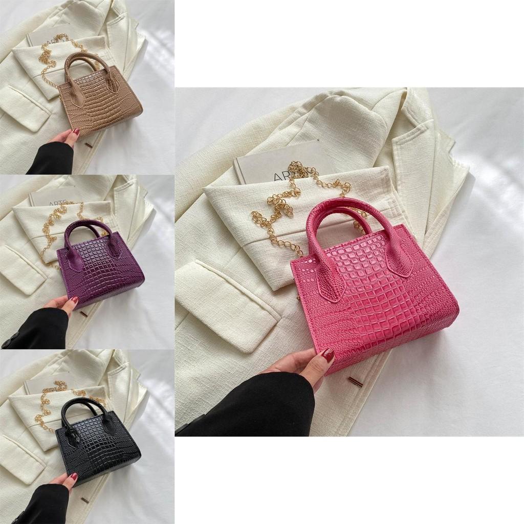 Stylish And Simple Winter New Small Square Bag Fashionable Shoulder Bag In Black Purple Khaki And Rose Pink