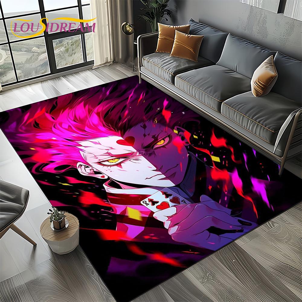 Alfombra HxH Anime Hunter×Hunter Dibujos Animados para Dormitorio Sala de Estar Decoración de Sofá del Hogar, Alfombrilla Grande Decorativa Infantil Regalo